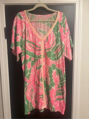 Vibrant Pink & Green Tropical Tunic